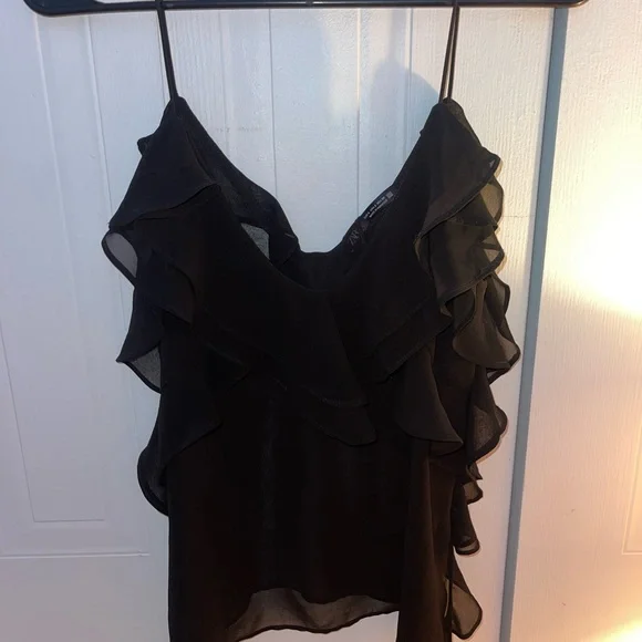 Zara Black Ruffle Top - Picture 1 of 1